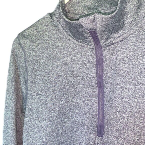 Reebok Jacket Women S Athletic Quarter Zip Stretch Pull Over Purple Grey Nylon - Picture 3 of 14